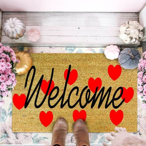 Tapis De Porte - Tapis Antidérapant En Polyester - Pour Entrée Intérieure Et Extérieure - 40 X 60 Cm - Décoration Pour La Saint-Valentin (1/3)