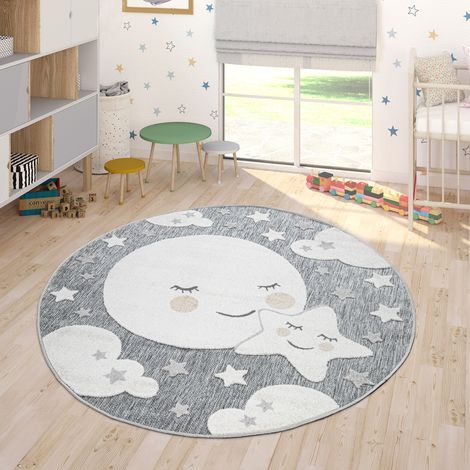 Paco Home Kinderteppich Kinderzimmer Outdoor Teppich Rund Spielteppich Junge Mädchen Grau, 200 cm Rund
