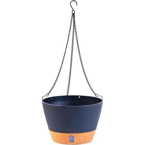 Jardinières suspendues, 16.5 cm de diamètre pour l'intérieur et l'extérieur, Pot de Fleurs Suspendu avec Trou de Drainage et 2 Crochets pour Le Jardin et la Maison (Noir)