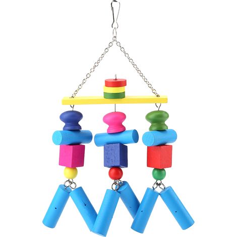 Jouet À Mâcher Pour Perroquet - En Bois Naturel Avec Hamac Et Balançoire - Pour Cage D Oiseau - Lot De 1 (1/5)