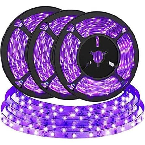 Lot de 3 LED UV Lila Svartljusremsa, 4,5 W, 2 m, alimentation USB 5 V (1/5)