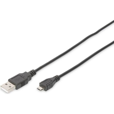 Digitus Câble USB USB 2.0 USB-A mâle, USB-Micro-B mâle 1.80 m noir rond, blindage double DB-300127-0 (1/3)