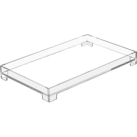 Plateau de salle de bain, plateau de rangement décoratif rectangulaire en acrylique (transparent moyen)