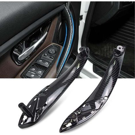2 piezas compatibles con manija de puerta interior BMW serie 3 F30 F31 F34 F80 manijas interiores izquierda+manija de puerta derecha para serie 4 F32 F33 F36 F82 F83 (fibra de carbono) (1/4)