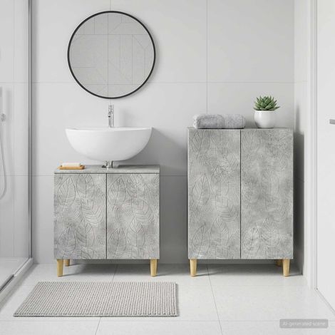 vidaXL 2 Piece Bathroom Cabinet Set DELFT Concrete Grey (1/5)