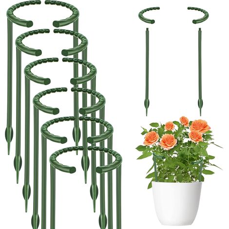 12 supports de jardin pour plantes, supports demi-ronds, supports en plastique pour pots de fleurs, supports grimpants pour petites plantes, fleurs et légumes (14,5 x 25 cm) (1/5)