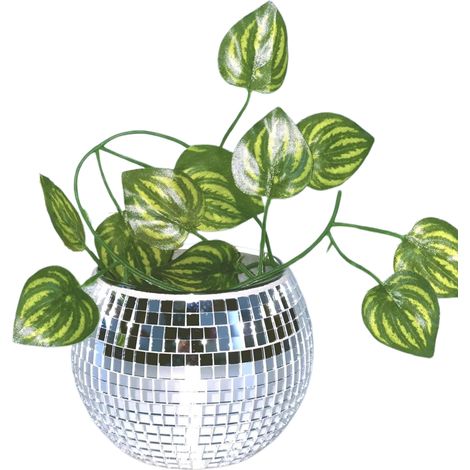 Pots de fleurs en verre à effet boule disco - pots de fleurs/vases/bougies miroir - Décorations disco argentées pour salons (1/5)
