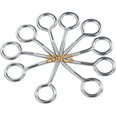 M3 40 304 Screw Eye Bolt Stainless Steel Round Eye Self-Tapping Ring with Fastener Door Latch Buckle 20 PCS (1/5)