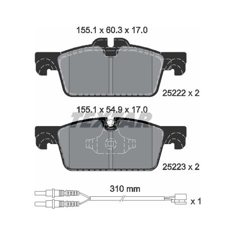 Kit de plaquettes de frein, frein à disque Textar 2522201 PEUGEOT 1610100580