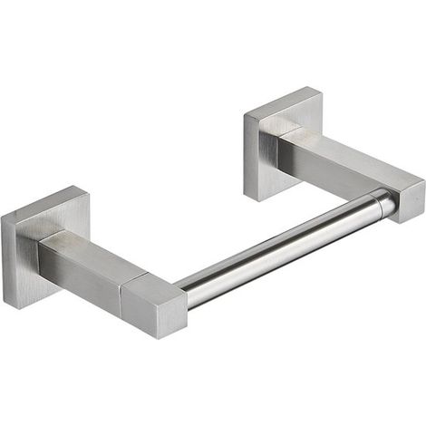 Soporte de papel higiénico de pared, soporte portátil de acero inoxidable para rollos de papel, fácil de instalar, apto para baños y aseos (plateado). (1/2)