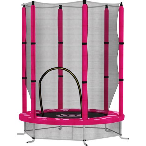 4.6ft Toddler Trampoline w/ Safety Enclosure Net, Indoor Outdoor Use, Ages 3-6 Years, Pink (1/5)