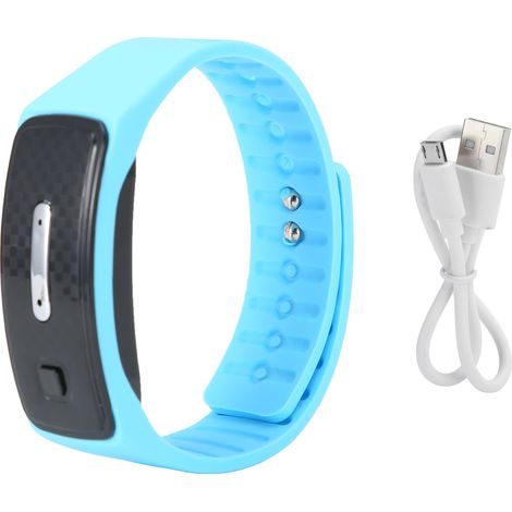 Bracelet Anti-Moustiques Rechargeable USB - Montre Répulsive Ultrason Bleue (1/5)