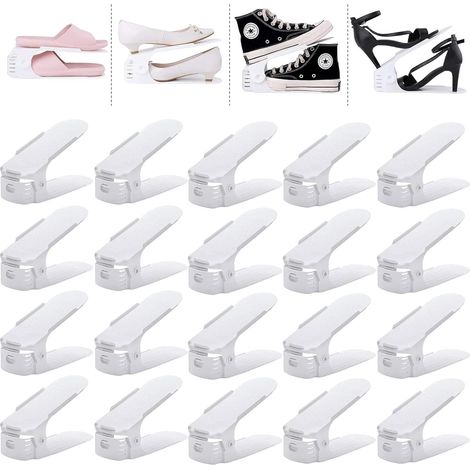 Set mit 20 verstellbaren Schuhboxen, spart 50 % Platz, zweistöckiges Schuhregal für mehr Ordnung im Kleiderschrank (1/5)