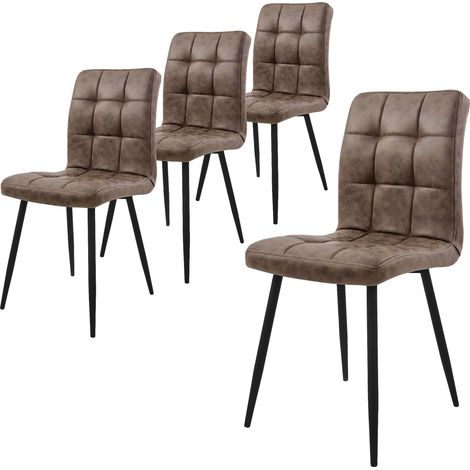 ML-Design Esszimmerstühle 4er Set Braun, Küchenstuhl mit Kunstleder Bezug, Wohnzimmerstuhl mit Rückenlehne, Polsterstuhl mit Metallbeinen, Ergonomischer Stuhl für Esstisch, Esszimmerstuhl Küchenstühle (1/5)