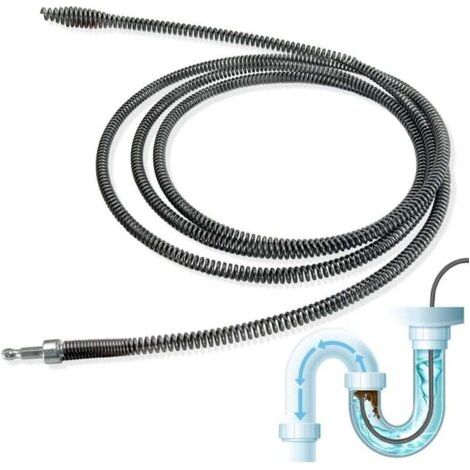 Spiralförmige Abflussreinigungsstange, 10 mm Durchmesser x 3 m, Toilettenentstopfer, Reiniger mit universellem Bohraufsatz und elektrischem Adapter für Toiletten