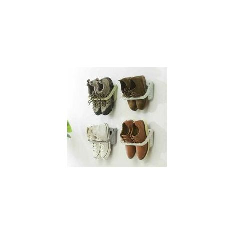Support de chaussure mural pliable, étagère suspendue pour le rangement des chaussures, lot de 4 pièces en couleur grise.