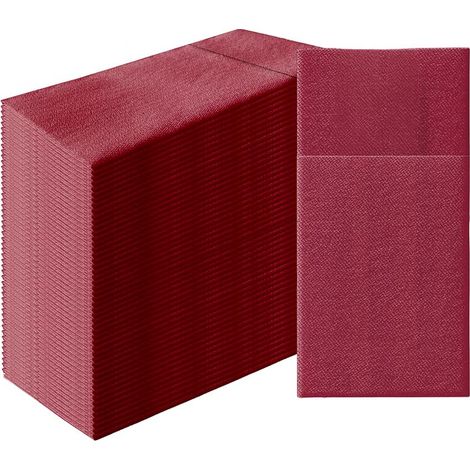 Serviettes Pochette Effet Tissu 1/8, 50 pièces - Bordeaux (1/5)