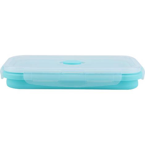 Boîte à lunch pliable en silicone portable, compatible micro-ondes, verte, 800 ml (1/5)