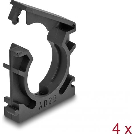 Delock Soporte para funda de cable con clip de bloqueo 25 mm 4 piezas negro