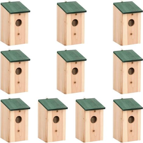 Nichoirs 10 pcs Bois de sapin massif 12x12x22 cm (1/5)