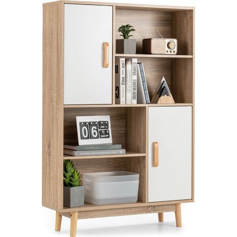 Libreria a 4 ripiani 80 x 24 x 119,5 cm design moderno mobile multifunzionale in legno bianco 200010721