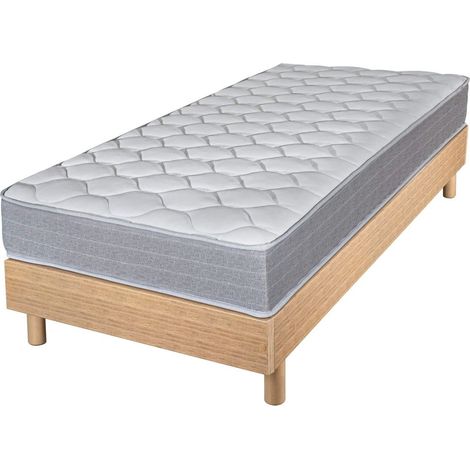 Matelas et sommier 90x190 Madere - Decokit - Soutien ferme - Sommier en kit - Chêne (1/5)