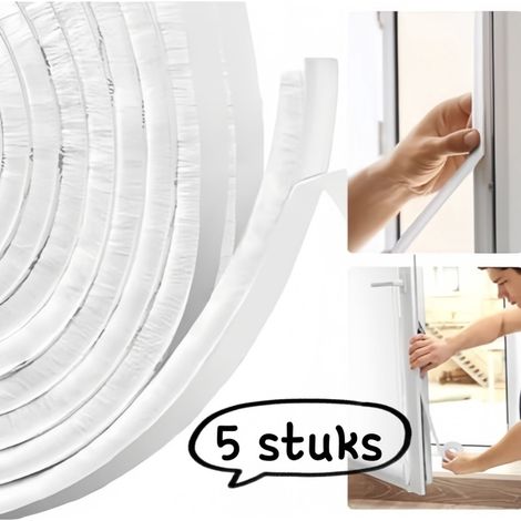 Kit de 5 joints d'étanchéité adhésifs pour portes et fenêtres en PVC et alliage d'aluminium 9 x 5 mm x 1 m blanc (1/5)