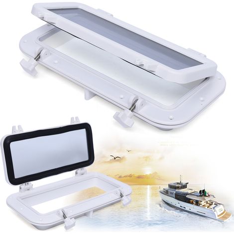 Fenêtre de rechange rectangulaire en verre trempé pour bateau, yacht, camping-car, blanc, 40 x 20 cm (1/5)