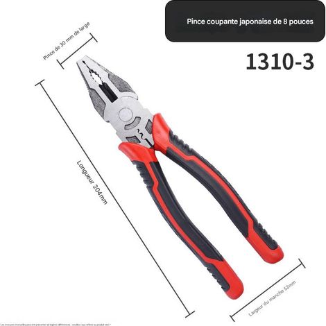 Pince coupante industrielle pour électricien - Tête forgée en acier à haute teneur en carbone - Modèle japonais