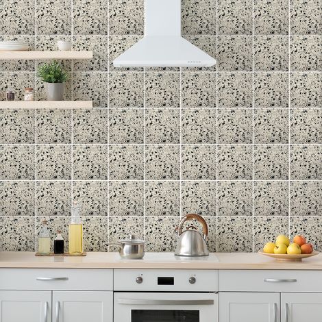 Sticker Mural Carrelage adhésif Cuisine Salle de Bain - 60 STICKERS CARRELAGES TERRAZZO DIANA - 60stickers10x10cm (1/5)