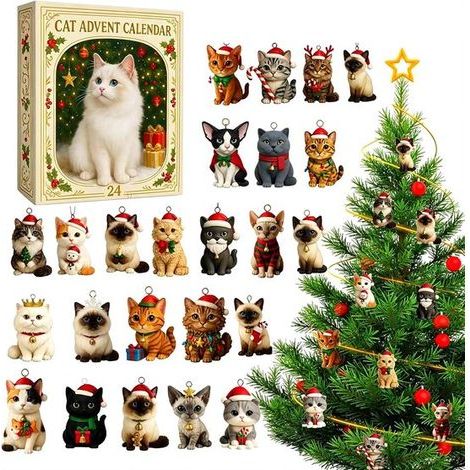 Calendrier de l'Avent 2026 - Calendrier de l'Avent Chat - Compte à rebours de 24 jours (1/5)