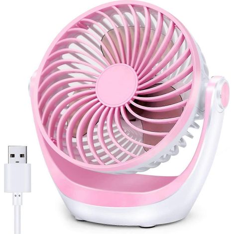 Ventilateur de bureau compact et silencieux, à haut débit d'air et portable. Vitesse réglable. Tête rotative à 360°. (1/5)