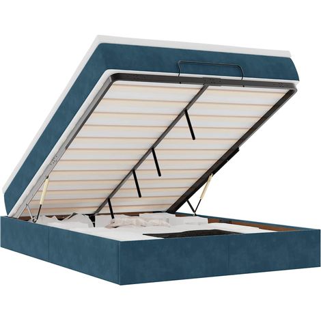Maison Exclusive - Struttura Letto Pouf con Materasso Blu 140x200cm in Velluto