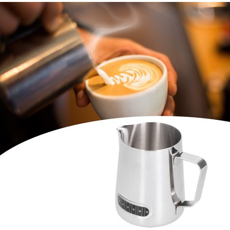 Mug à latte art de 600 ml avec étiquette de température, mug à latte art en acier inoxydable, mug pour faire mousser le lait, ustensiles à café (1/5)