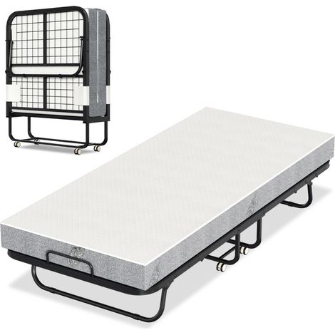SWANEW Letto per ospiti 80x190cm con materasso, su ruote, pieghevole, letto pieghevole fino a 120 kg, portatile (1/5)