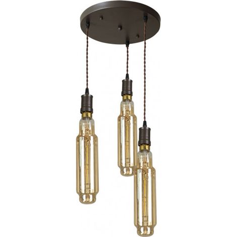 Lampada Elio 3xe27 Marrone/ambra Lampadine Incluse 24w 3000k 1920lm Regx30x30 Cm (1/3)
