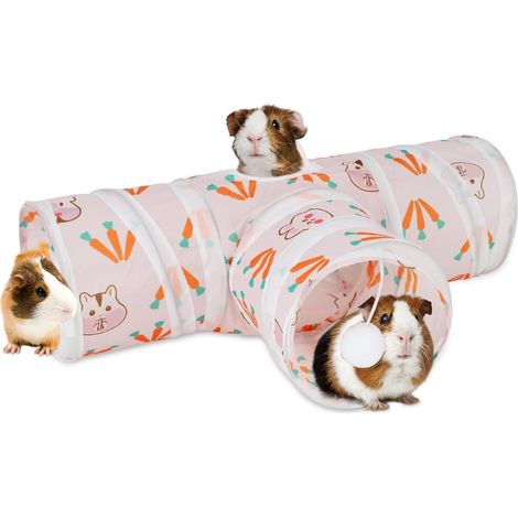 Tunnel 3 voies pour cochon d'Inde avec trou de vue pour petits animaux (1/5)