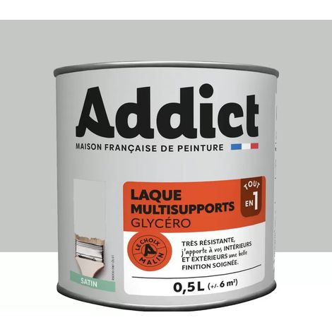 Laque Glycéro Multisupports Addict Cendre Satin 0,5 L (1/2)