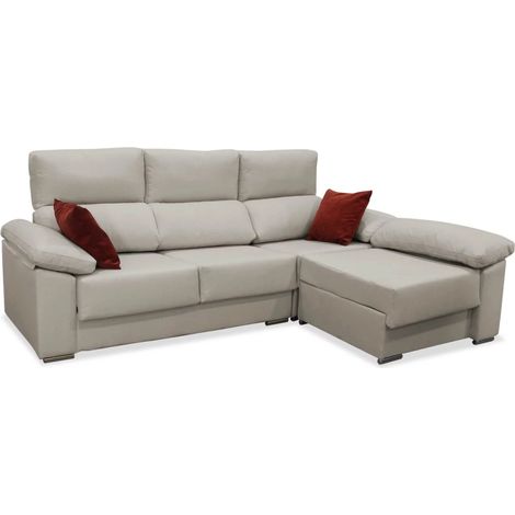 Sofá Chaiselongue Pepe  tapizado arena, 250cm(ancho) 174cm(fondo) 104cm(altura).
