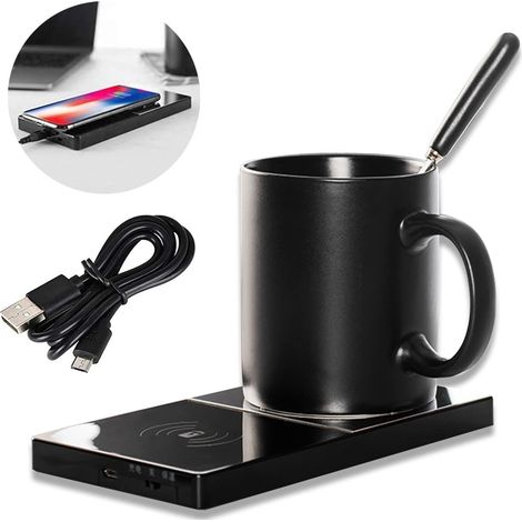 Scaldatazze intelligente per ufficio, scaldatazze elettrico multifunzionale 2 in 1, sottobicchiere riscaldato USB per cacao, tè e latte (stile 1)