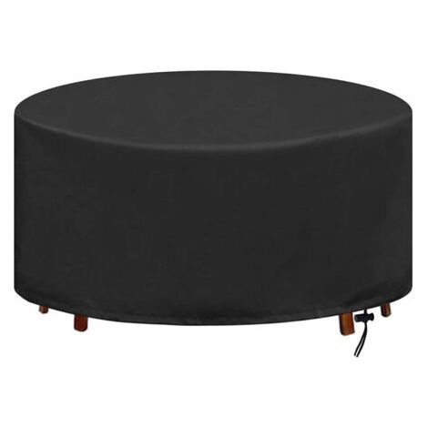 Couverture Bâche de Protection de Table, Housse de Protection pour Table Ronde Imperméable au Vent Housse Mobilier 420D Oxford Tissu Housse Salon de Jardin (Ø128x71cm) (1/4)