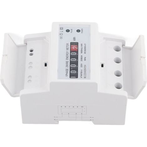 Compteur électrique numérique 220V, 1 phase, 2 fils, 4P, Rail Din, compteur électronique KWh (20(80)A) (1/5)
