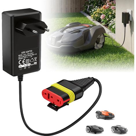 28v 1.3a Adaptateur Secteur, 28v 1.3a Adaptateur Chargeur Alimentation Avec Câble De 20 Cm, Chargeur De Batterie Compatible Avec Husqvarna Automower 105, 310, 315, 315x, 305, 310 Tondeuse À Gazon (1/5)