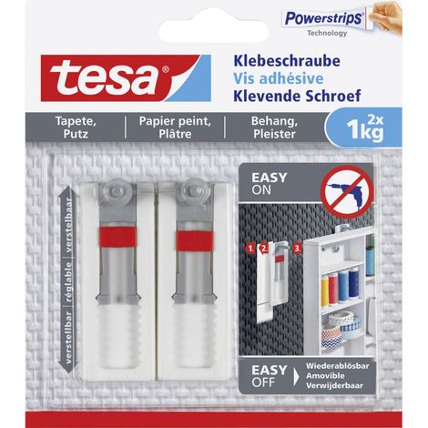 tesa Klebeschraube Traglast 1 kg, 2 Stück Klebepads (1/3)