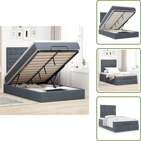 Letto con testiera - vidaXL Struttura Letto Pouf con Materassi 120x200 cm Velluto - Materasso morbido