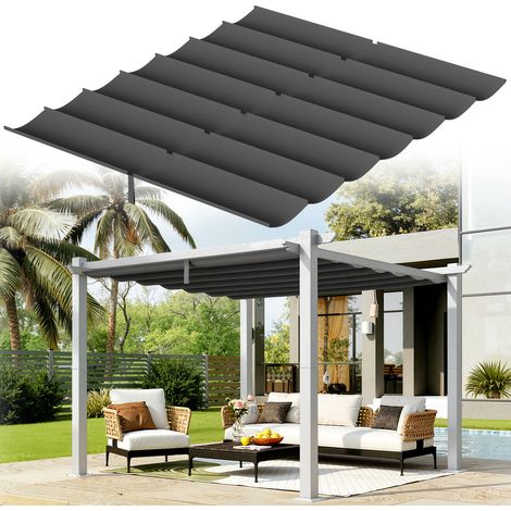 TolleTour 350 × 423 cm, techo de repuesto para cenador de jardín de 3,65 × 4,85 m, lona impermeable, color gris oscuro (1/5)