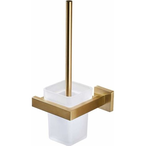 Toilet Brush with Storage Holder, Stainless Steel, Wall Mount, Modern Style, Brushed Gold Finish MUMU (1/4)