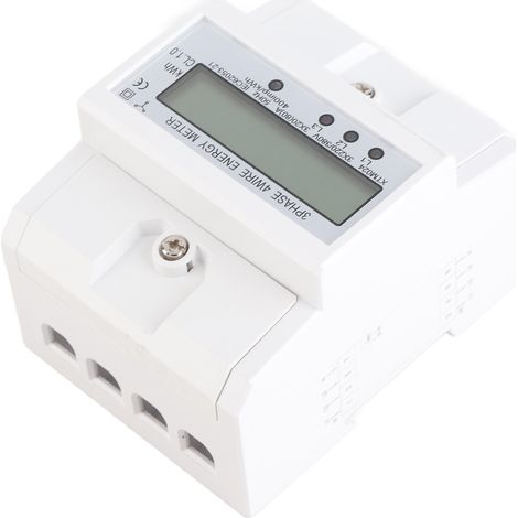 Compteur électrique triphasé 4 fils 3x20(80A) LCD numérique rail DIN kWh (1/5)
