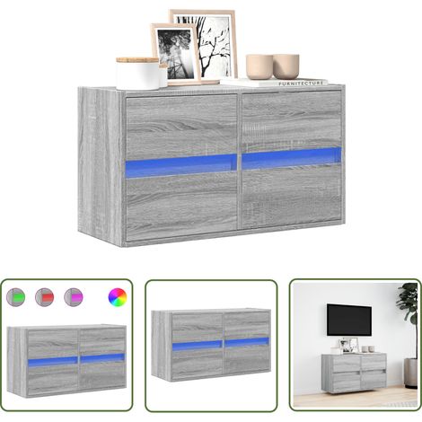vidaXL TV-Wandschrank mit LED-Beleuchtung Grau Sonoma 80x31x45 cm (1/5)