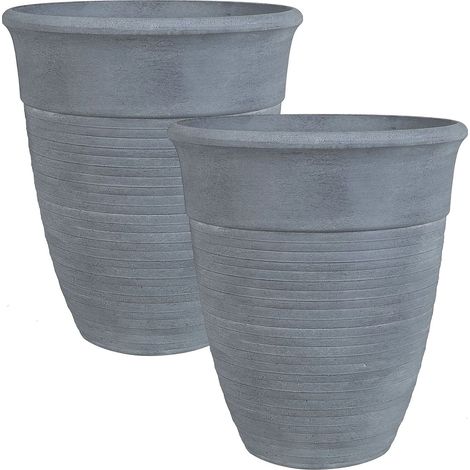 Set di 2 vasi da fiori in pietra e poliresina grigio ø 43 cm Katalima